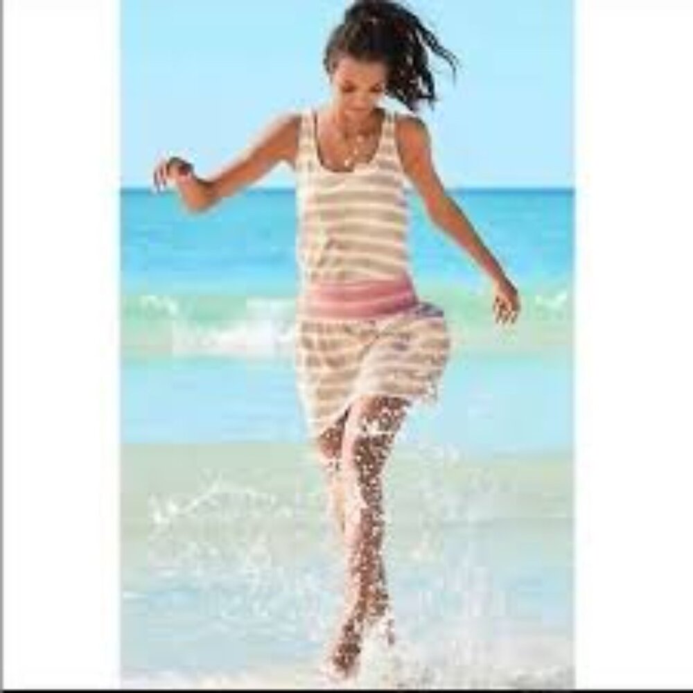 Lilly Pulitzer Striped Sleeveless Dress with Pink Accent Size L - Picture 1 of 8